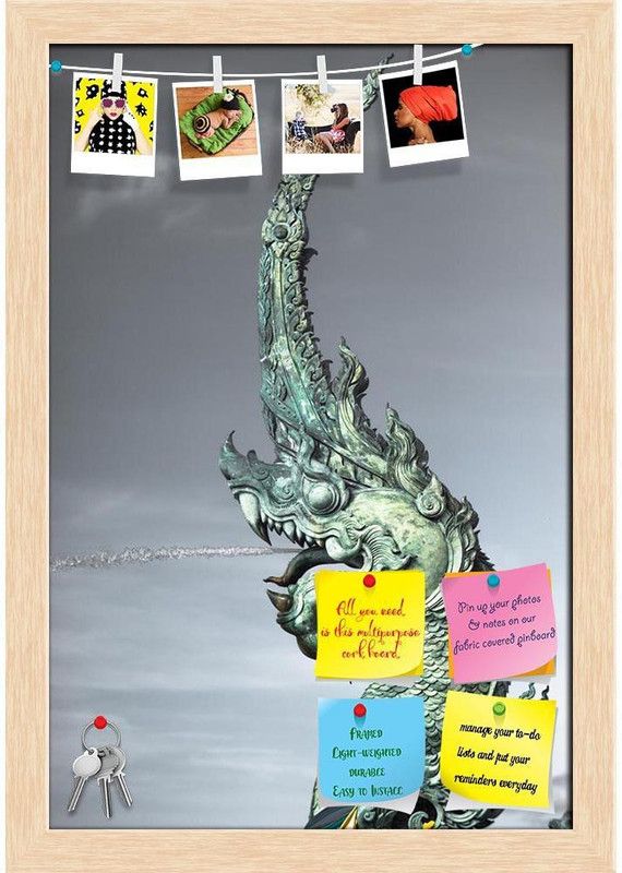 Artzfolio Phaya Naga Notice Pin Board Natural Brown Frame 12 x 17.5 inch (30 x 44 cms) Cork Bulletin Board  (Multicolor 12 x 17.5 inch (30 x 44 cms))