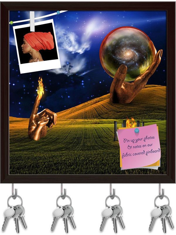 Artzfolio Landscape With Fire Temple & Faces In Clouds Pinboard Dark Brown16x16.6in Cork Bulletin Board  (Multicolor 16 x 16.6 inch (41 x 42 cms))