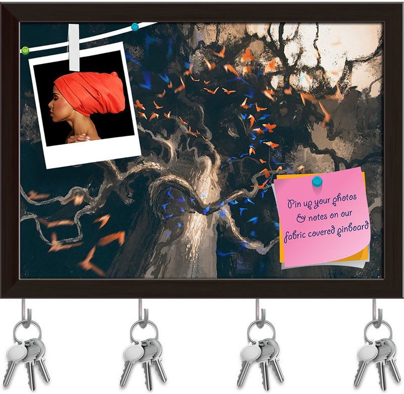 Artzfolio Looking Up In Flock Of Birds Pinboard & Key Holders Dark Brown Frame16.5x12inch Cork Bulletin Board  (Multicolor 16.5 x 12 inch (42 x 30 cms))