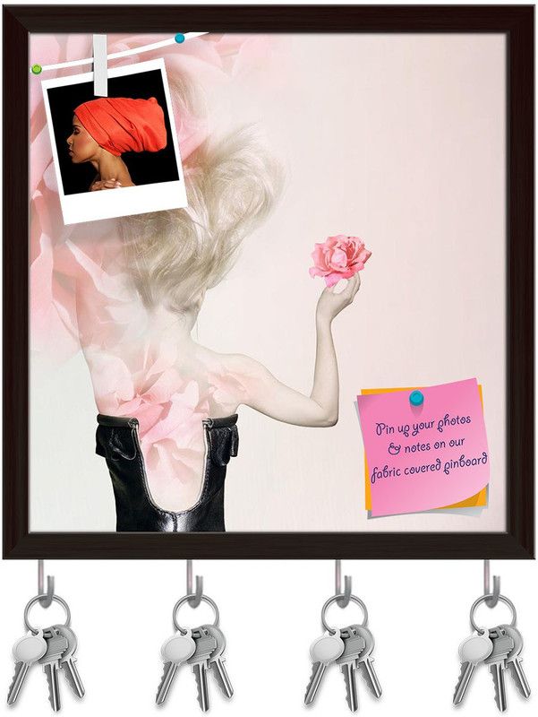 Artzfolio Sensual Back Of A Female Model D1 Pinboard & Key Hooks Dark Brown Frame16x16.7in Cork Bulletin Board  (Multicolor 16 x 16.7 inch (41 x 42 cms))