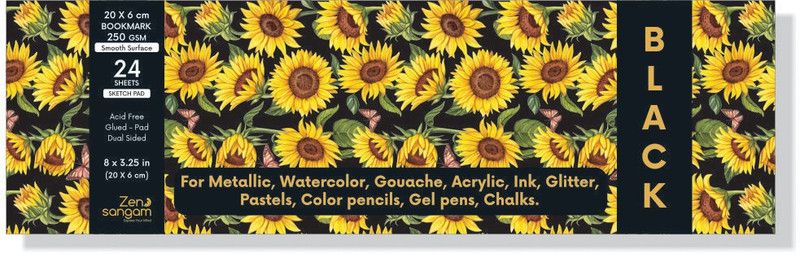 Zen Sangam Express your Mind Artists' Black Mixed Media, Bookmark Glued Sketch Paper Pad 250GSM 24 Sheets, Sketch Pad  (24 Sheets)