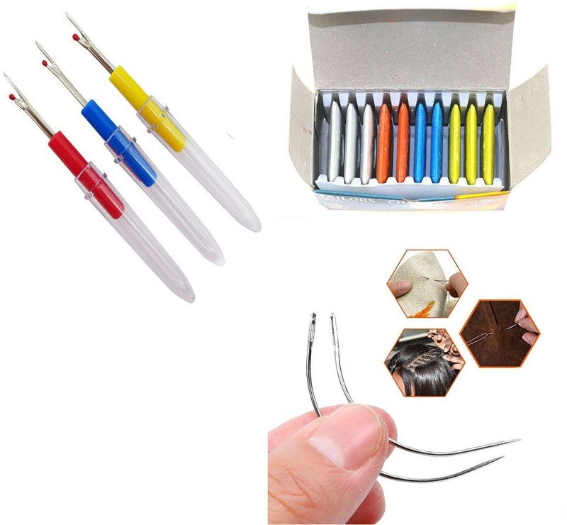 Crafts Haveli 3 Items Combo : 3 Seam Ripper, 2 Curved Needle & Tailoring Chalk Sewing Kit
