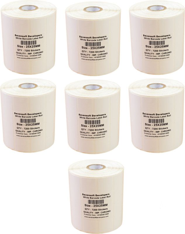 Sevensoft Developers 25X25MM Barcode Label Set of 7 Self-adhesive Paper Label  (White)