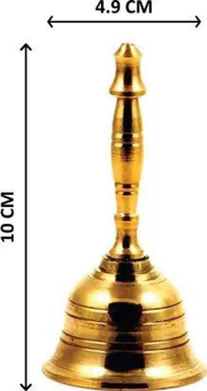 Veda Home & Lifestyle Veda Round Hand Brass Bell Brass Pooja Bell (Gold, Pack of 1) Brass Pooja Bell  (Gold, Pack of 1)