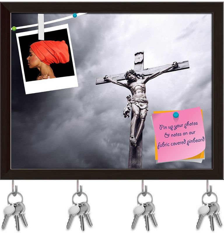 Artzfolio Crucifixion Of Jesus Christ Pinboard & Key Holders Dark Brown Frame15.2x12inch Cork Bulletin Board  (Multicolor 15.2 x 12 inch (39 x 30 cms))