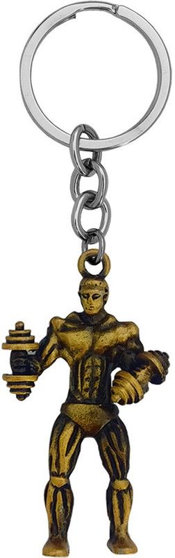 M Men Style Bodybuilder Dumbbell Men Fitness Strong Grey Metal Sport Keychain Keyring Key Chain