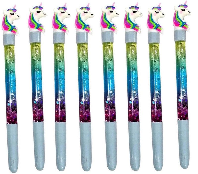 Neel® 8pcs-Unicorn stationery Gift Set Beautiful Design Water Glitter Gel Pen for kids Gel Pen  (Pack of 4, Blue)