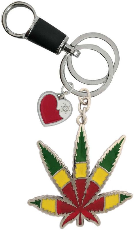 SHOKY LOOKS High Quality Mattel Show Grace Green Leaves Design with Heart Red n White Love along with Stylish locking lock Key Chain