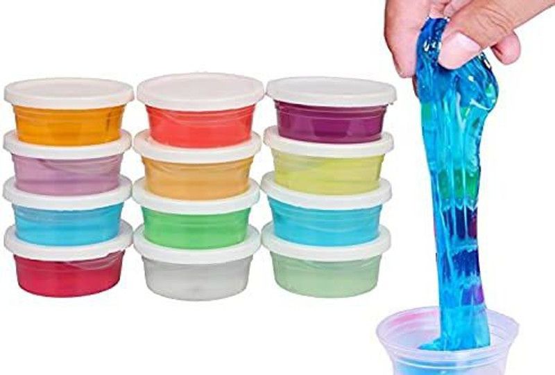 Sellon1 Slime Non Toxic DIY Crystal Clay Soft Slime Magic Mud Kit in Assorted Colours Set Toy Gifts for Girls and Boys Kids Above Age 5+ Year Old (Pack of 12 Art Clay  (400 g)
