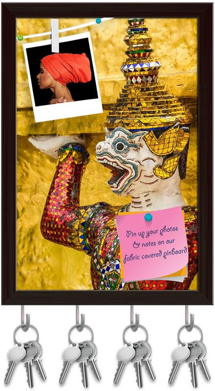 Artzfolio Giant Face In Grand Palace Thailand Pinboard & Key Hooks Dark Brown10x14.5in Cork Bulletin Board  (Multicolor 10 x 14.5 inch (25 x 37 cms))