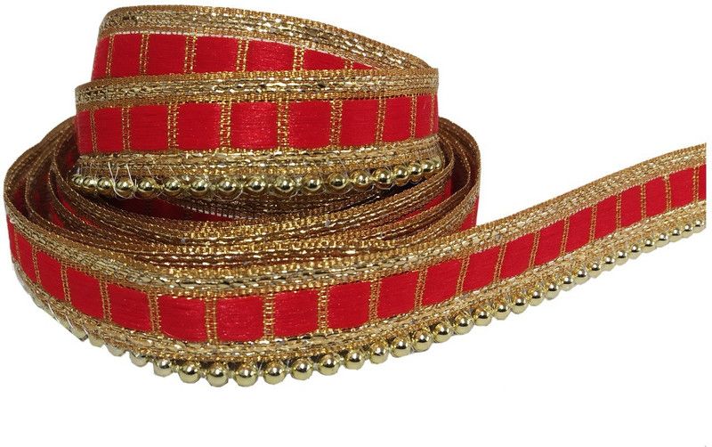 Utkarsh WG0122-06 (9 Mtr Roll) of Ethnic Wear Red And Golden Gota Patti Embroidery Lace Reel  (Pack of 1)