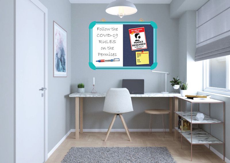 WRITING AND DISPLAY NON MAGNETIC board 2*2 feet, AQUA Aluminium FRAME (CHINA SEA) Board CORK Bulletin Board  (CHINA SEA)