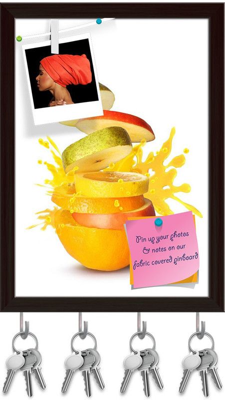 Artzfolio Photo of Fruits Juice Burst Explosion Pinboard & Key Hooks Dark Brown 12x16.8in Cork Bulletin Board  (Multicolor 12 x 16.8 inch (30 x 43 cms))