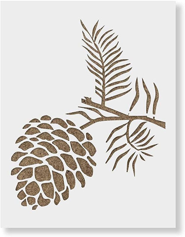 IVANA'S USA12x12-40 Pine Cone Stencil Template for Walls and Crafts Stencil  (Pack of 1, Reusable DIY Art and Craft Stencil)