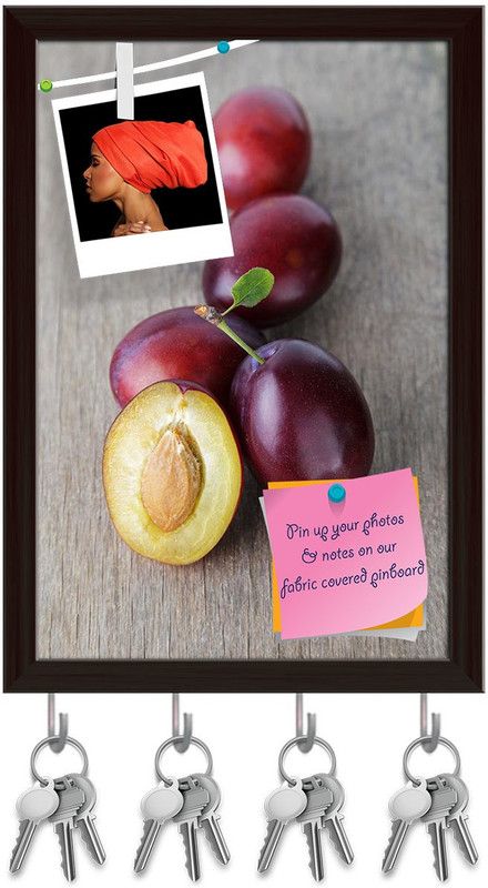 Artzfolio Photo of Ripe Plums With Leaves Pinboard & Key Holders Dark Brown Frame10x14.5in Cork Bulletin Board  (Multicolor 10 x 14.5 inch (25 x 37 cms))