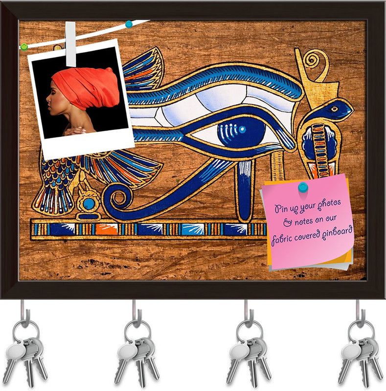 Artzfolio Egyptian Papyrus Depicting The Horus Eye Pinboard & Key Hooks Dark Brown7.7x6in Cork Bulletin Board  (Multicolor 7.7 x 6 inch (20 x 15 cms))