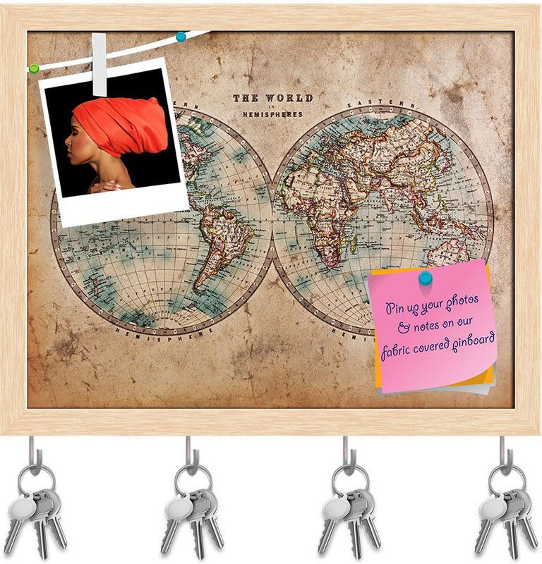 Artzfolio Mid 1800s Old World Map Western & Eastern Hemispheres Pinboard Brown10x8in Cork Bulletin Board  (Multicolor 10 x 8 inch (25 x 20 cms))