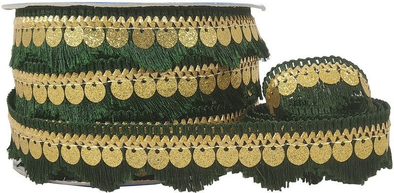 Stylewell CWG0341-04 (18mtr & 2.5cm Width) Green Gota Kinari Patti Sitara Zari Trim Lace & Border Lace Reel  (Pack of 1)