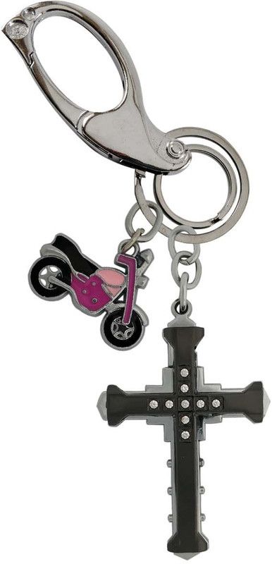 HANDSOME ISK Christian god cross with royal bike and high quality hanging lock Key Chain