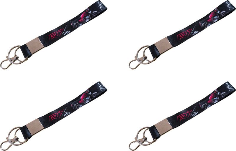 Deethyas Fashion Pack Of 4 RX 100 New design Small 7 Inch Nylon Fabric Tag With Hook Key Chain