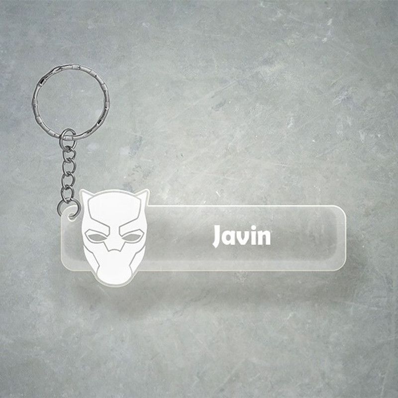 SY Gifts D2 Black Panther Keychain With Javin Name Key Chain
