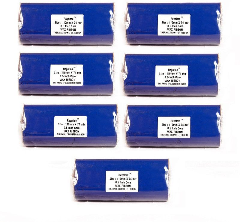 Royaltec 110MMX74Mtr Set of 7 Barcode Ribbon NON-ADHESIVE Paper Label  (Blue)