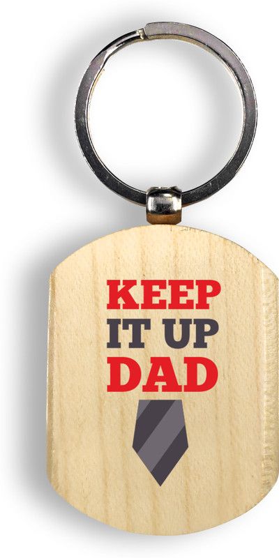 Regalocasilo Unique Wood Key Ring Natural Inspiring 'keep It Up Dad' Quote Key Chain