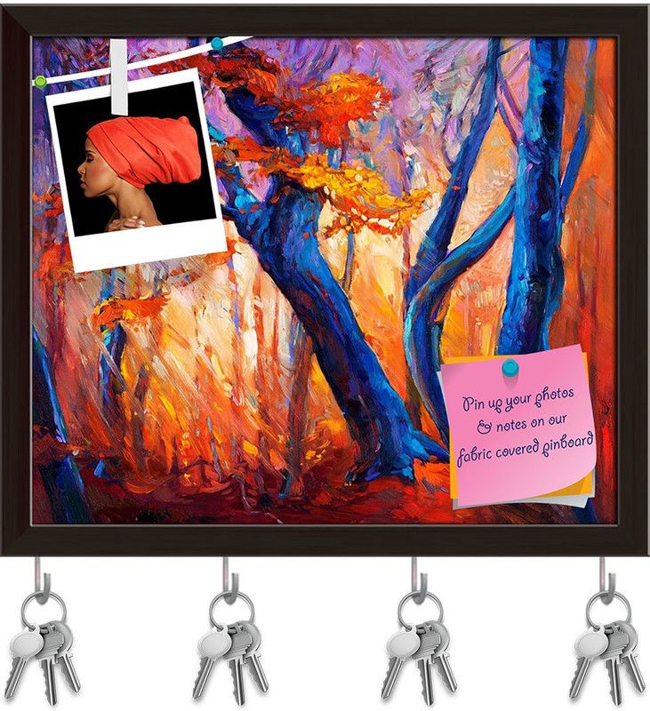 Artzfolio Artwork Of Beautiful Autumn Tree D3 Pinboard & Key Hooks Dark Brown Frame19x16in Cork Bulletin Board  (Multicolor 19 x 16 inch (48 x 41 cms))