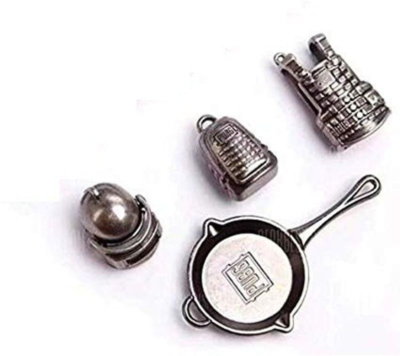 TOTU PUBG Game Playerunknown's Battlegrounds Key Rings, Helmets, Pans, Level 3 Vest Body Armor, Backpacks, Jedi Survival Game Toy Key Chain Gifts Set for Game Lovers (Four Sets) Key Chain