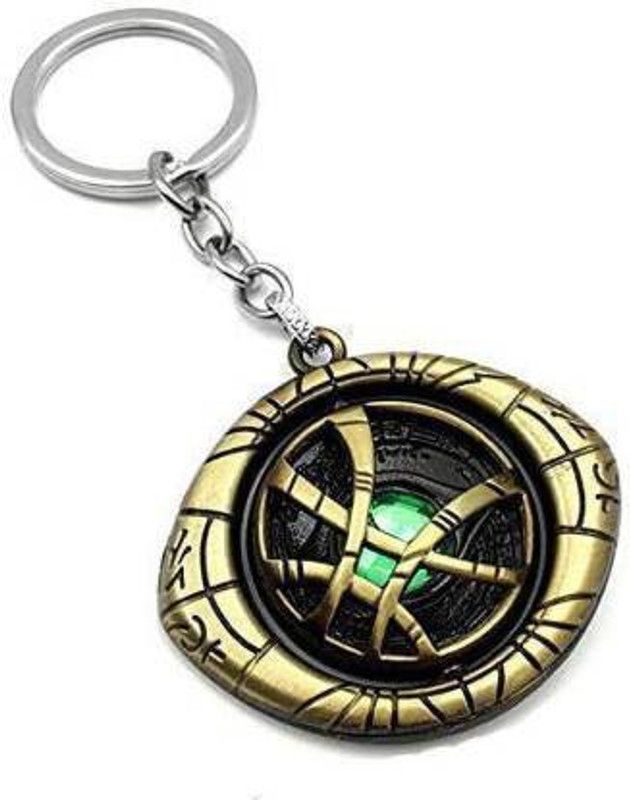 FLAMBE Marvel Avengers Doctor Strange Eye of Agamotto Keychain and Keyring (Rotating Shield Eye of Agamotto) - Silver Key Chain Key Chain