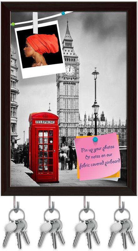 Artzfolio Red Telephone Booth & Big Ben In London England UK Pinboard Dark Brown10x14.5in Cork Bulletin Board  (Multicolor 10 x 14.5 inch (25 x 37 cms))