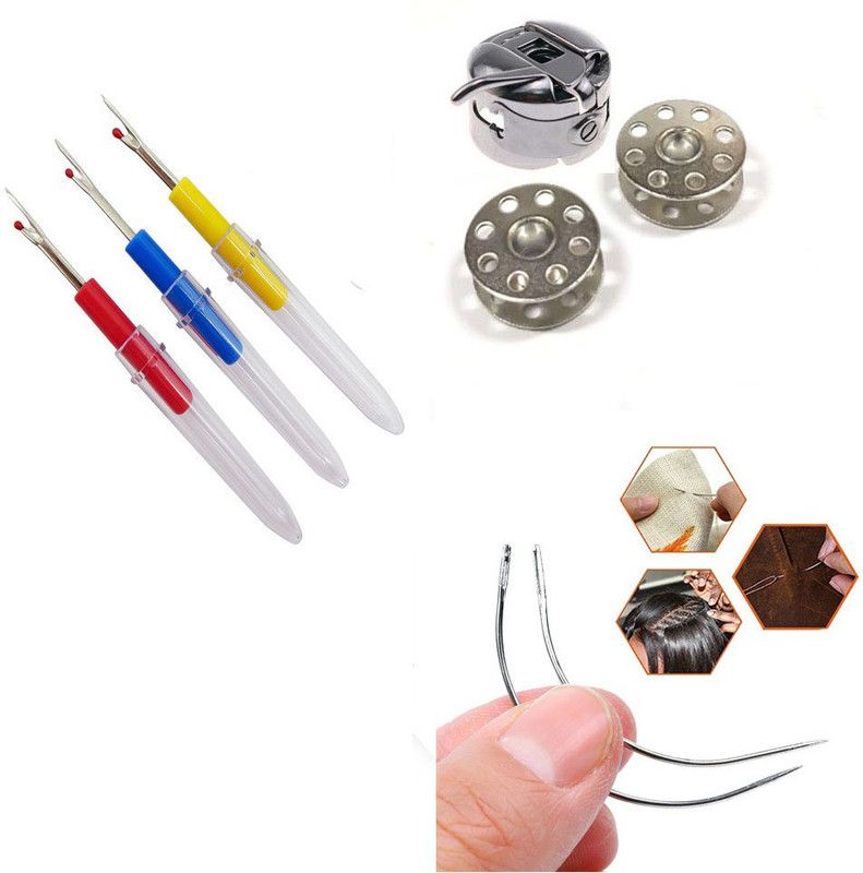 Crafts Haveli 3 Items Combo : 3 Seam Ripper, 2 Curved Needle & 1 Case 2 Bobbin Sewing Kit
