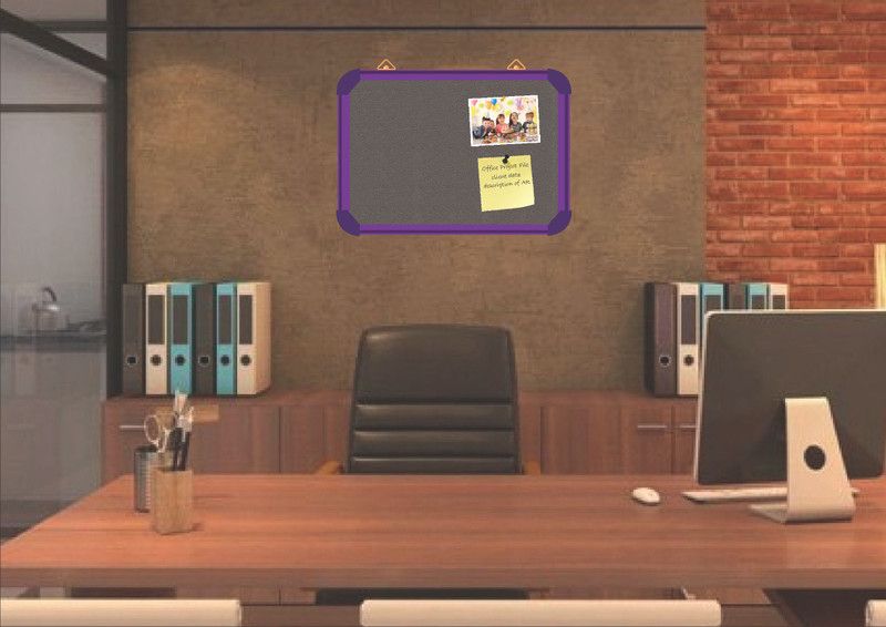 WRITING AND DISPLAY Pin-up board 3*2 feet,PURPLE ALLUMINIUM FRAME(GREYSTO)pin up board CORK Bulletin Board  (GREYSTO)