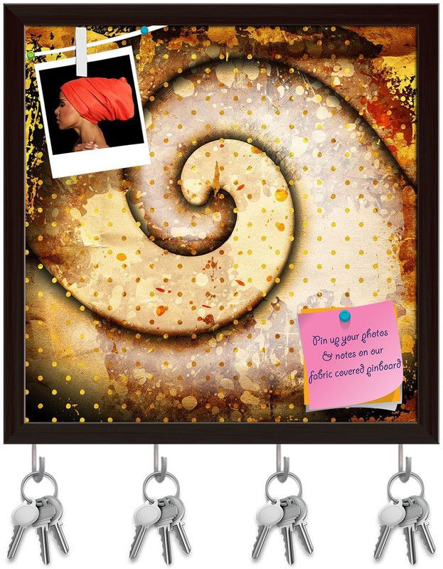 Artzfolio Grunge Twisted Art D3 Pinboard with Key Holder Hooks Dark Brown Frame 8x8.1inch Cork Bulletin Board  (Multicolor 8 x 8.1 inch (20 x 21 cms))