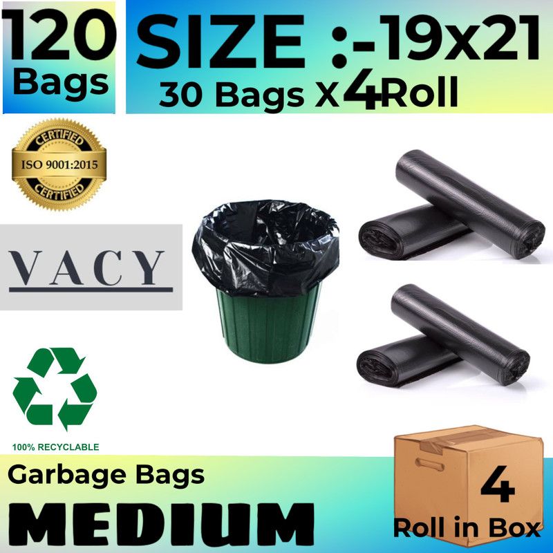 Arham GARBAGE BAGS 19X21 DAILY USE ROLL-4 Medium 13 L Garbage Bag  (120Bag )