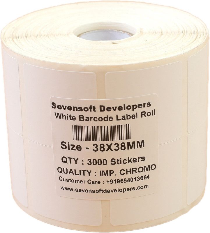 Sevensoft Developers 38X38MM Barcode Label (1.5X1.5 INCH) Self-adhesive Paper Label  (White)