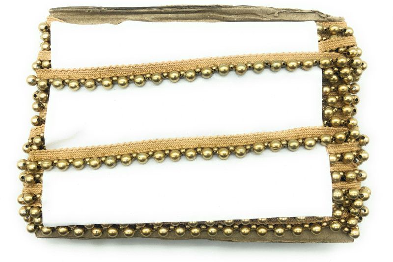 Kavmart KAV1045-ANTIC Golden Moti Bead Lace Border Supreme Quality for Dresses, Sarees, Suits, Blouses, Dupattas, Bags, Bed Covers, Art & Craft in Different Colors (Pack of 9 Mtrs)ANTIC Lace Reel  (Pack of 1)