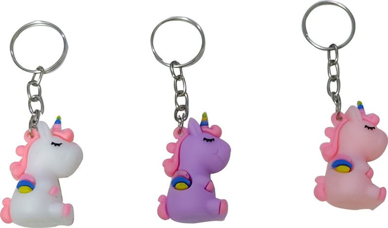 heeva creation Cute Unicorn Key Chain Combo.(Set Of 3) Multi Colour. Key Chain