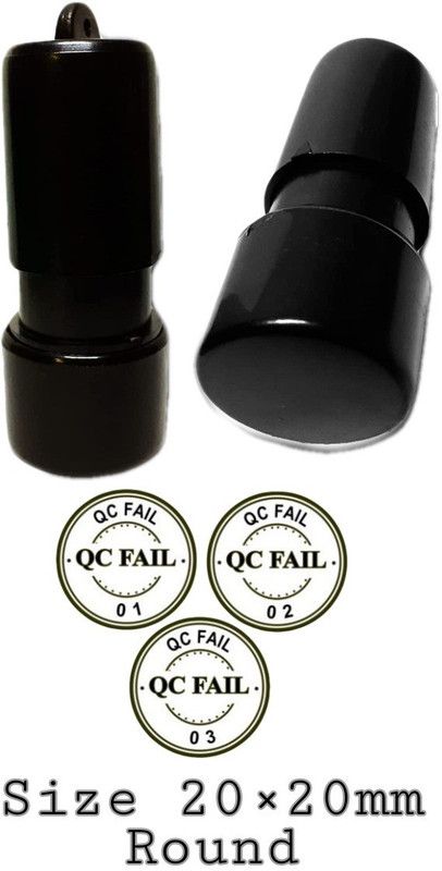 LRK QC FAIL Stamp Red Color Self Ink Stamp 20X20 Round  (20X20 mm, Black)