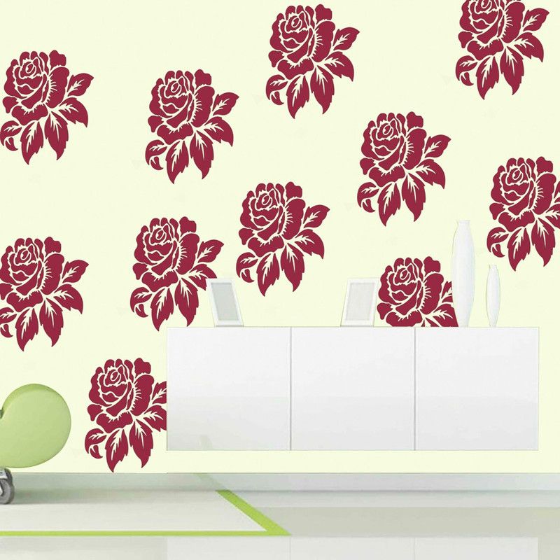 YMS Size:- 16" X 24" Vacated Rose Wall Stencil  (Pack of 1, FLORAL PATTERN)