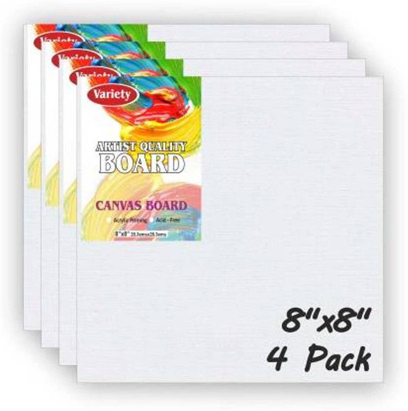 CHROME Artist Quality Cotton Medium Grain Board Canvas (Set of 4)  (White)