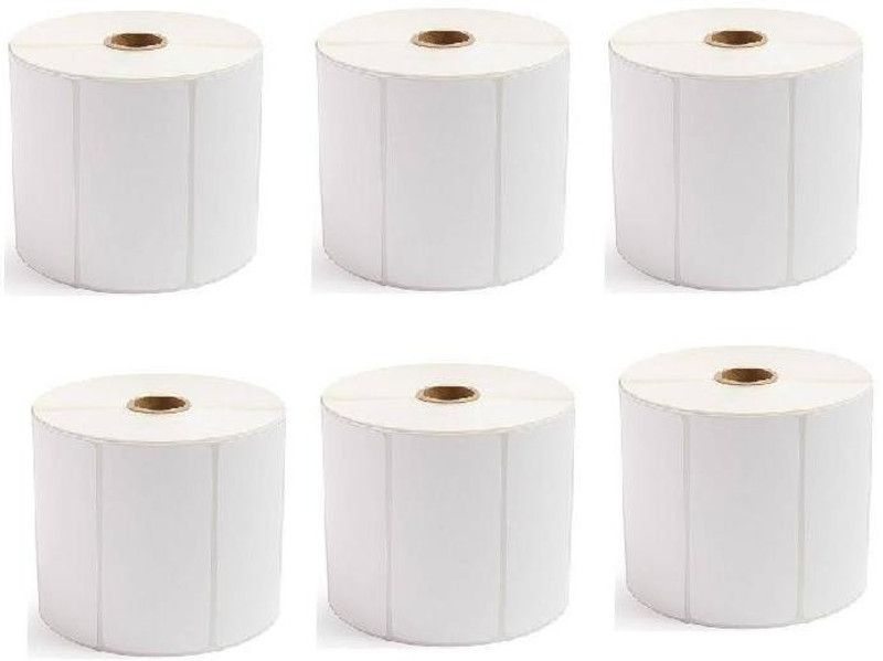 youtech 63MMX35MM (2.48inch X1.38inch) Barcode Label Self-adhesive Paper Label (White) 1ROLL 1300 LABELS set of 6 Roll Labels In Roll, Permanent Self Adhesive Paper Label  (White)