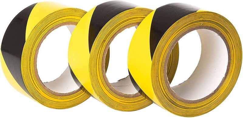 greencom Pk Of 3 Single Roll PVC Marking Tape, Premium Vinyl Safety Marking Zebra tape (Manual)  (Set of 3, Yellow & Black)