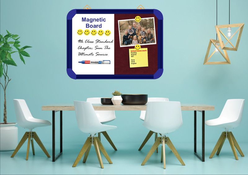 WRITING AND DISPLAY MAGNETIC board 2*2 feet, BLUE Aluminium(SANGRIA)BULLETIN BOARD CORK Bulletin Board  (SANGRIA)