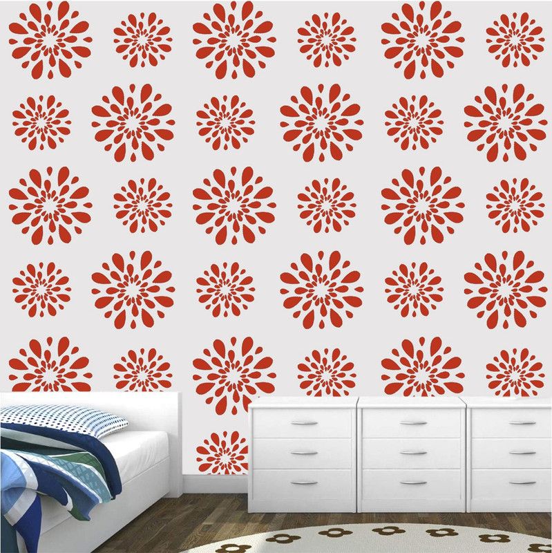 YMS Size:- 16" X 24" Defined Fancy Floral Art Wall Stencil  (Pack of 1, FLORAL PATTERN)