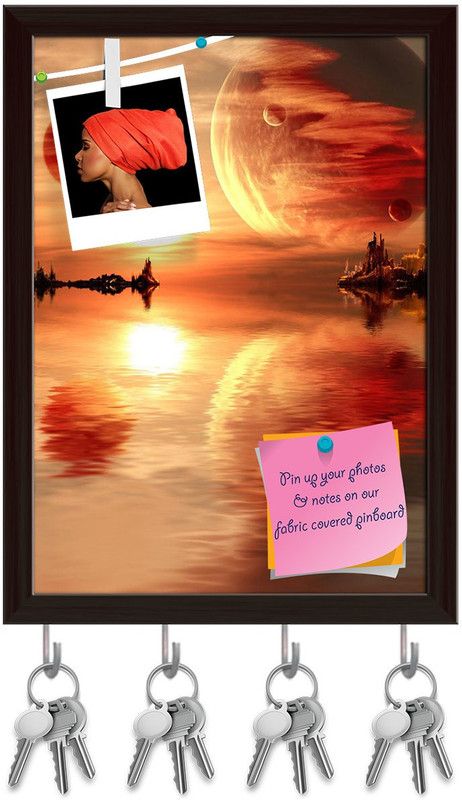 Artzfolio Landscape In Fantasy Planet D3 Pinboard & Key Holders Dark Brown Frame10x13.8in Cork Bulletin Board  (Multicolor 10 x 13.8 inch (25 x 35 cms))