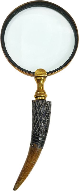 shivam optics Antique Replica 4inch Brass Ring Handheld Detachable Magnifier 10x Lens Magnification with Export Quality Horn Handle for Jeweller, Pocket Magnifier, Reading Book  (Brass)