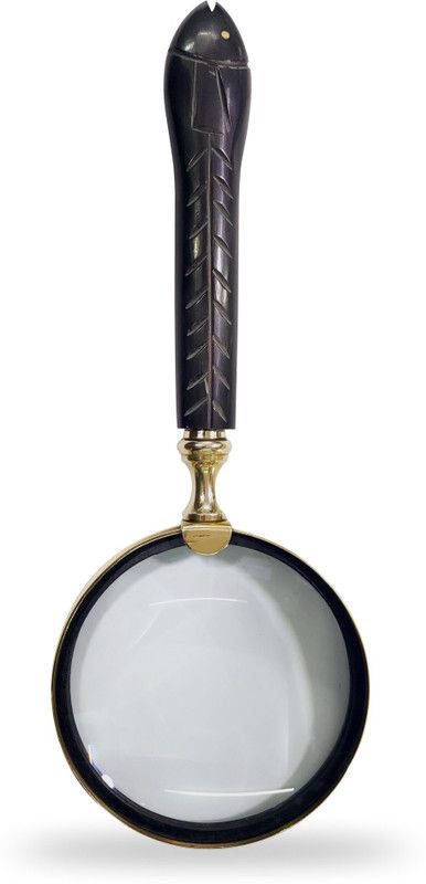 GOLA INTERNATIONAL Antique Replica Buffalo horn Handheld Magnifying Glass 4 inch FishDesigned Yes Magnifier  (Natural)