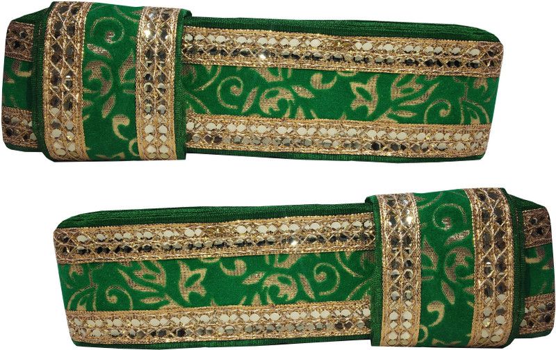 Utkarsh Pack Of 2 pcs WG0041 Green And Golden Gota Patti Machine Made Embroidery Lace Border Material for Saree Suit Borders/Dupatta/Lehengas/Blouses With 5.08cm Width And 9 Mtr Long Lace Reel  (Pack of 2)