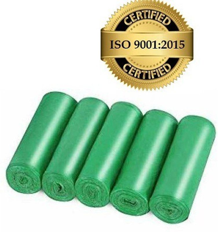 MJ Exim Set 5 Packs Medium Disposable Garbage Bags for Wet Waste, Green Color (150 pcs) Medium 13 L Garbage Bag  (150Bag )